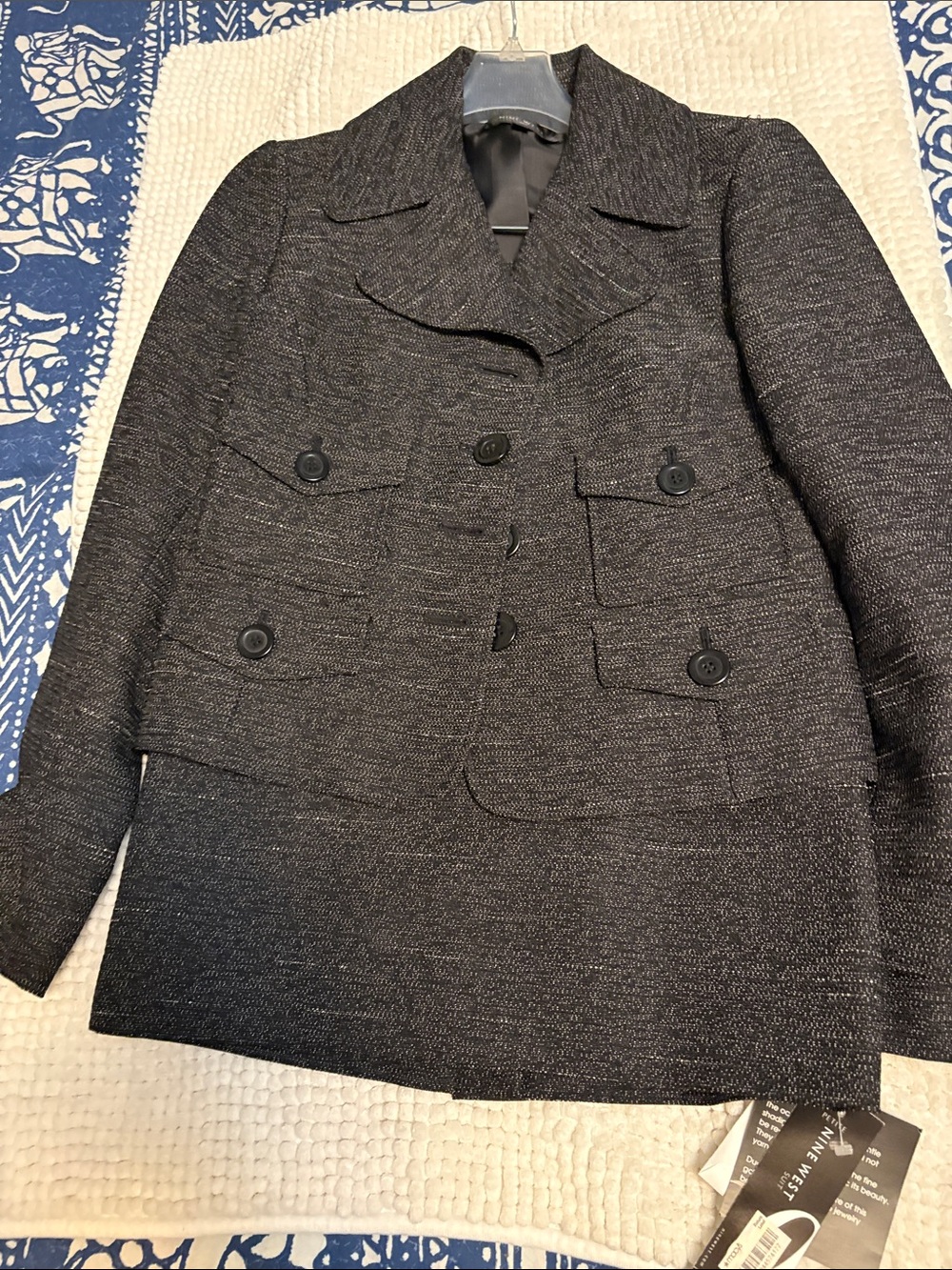 Nine West Black and Gray Tweed Skirt Suit